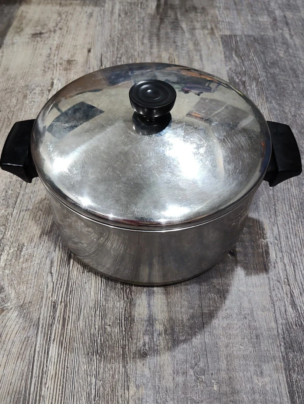 Vintage Revere Ware 1801 Stainless Steel 4 1/2 Quart Stock Pot With Lid Made USA